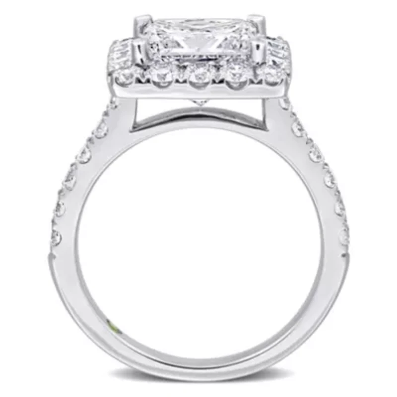4.3 ct. t.w. Lab Grown Diamond and Tsavorite Engagement Ring 14K White Gold