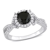 1.31 ct. t.w. Black and White Diamond Twist Ring 14K Gold