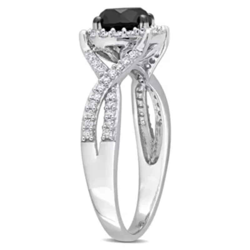 1.31 ct. t.w. Black and White Diamond Twist Ring 14K Gold