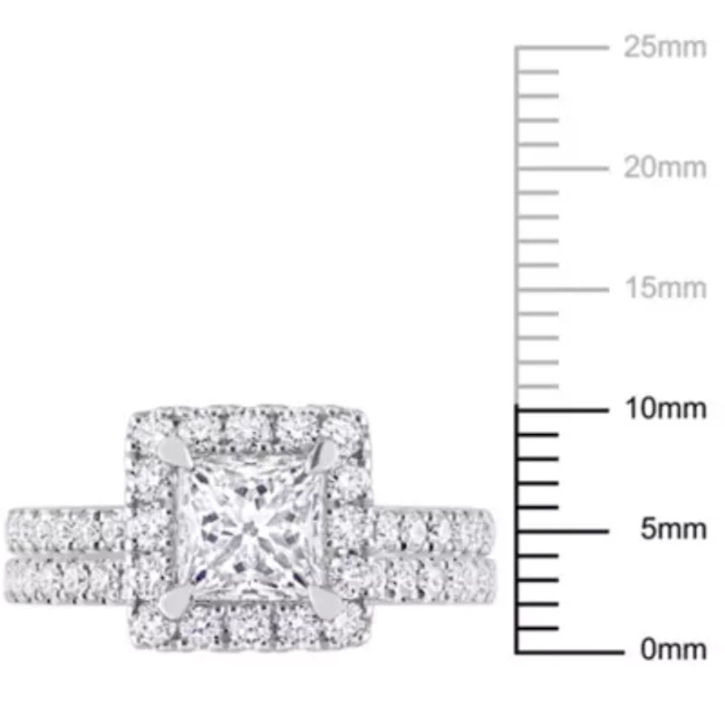 2.30 ct. t.w. Lab Grown Diamond and Tsavorite Engagement Ring Set 14K White Gold