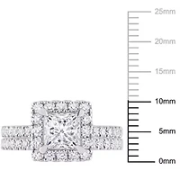 2.30 ct. t.w. Lab Grown Diamond and Tsavorite Engagement Ring Set 14K White Gold