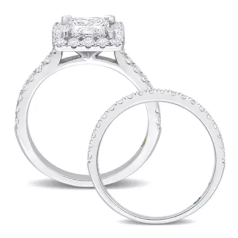 2.30 ct. t.w. Lab Grown Diamond and Tsavorite Engagement Ring Set 14K White Gold