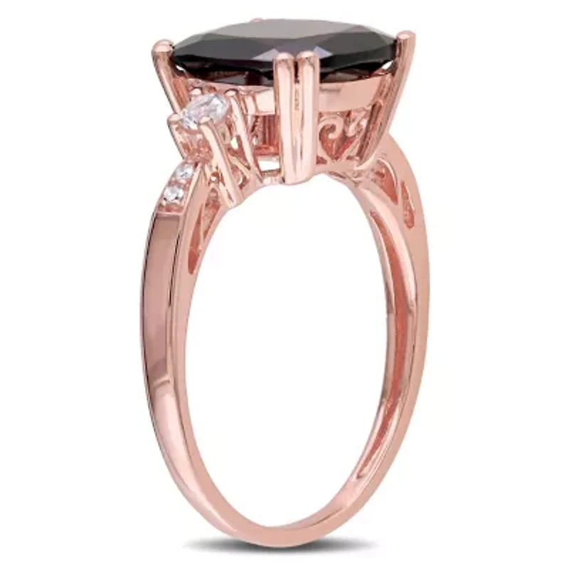 Lab Created Garnet and White Sapphire with Diamondd Accent Ring 10K Rose Gold