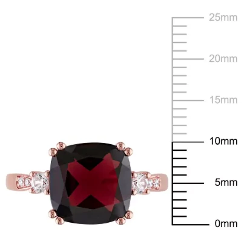 Lab Created Garnet and White Sapphire with Diamondd Accent Ring 10K Rose Gold