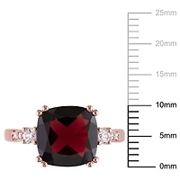 Lab Created Garnet and White Sapphire with Diamondd Accent Ring 10K Rose Gold