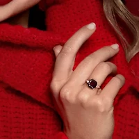 Lab Created Garnet and White Sapphire with Diamondd Accent Ring 10K Rose Gold