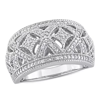 1/10 CT TW Diamondd Vintage Cocktail Ring Sterling Silver