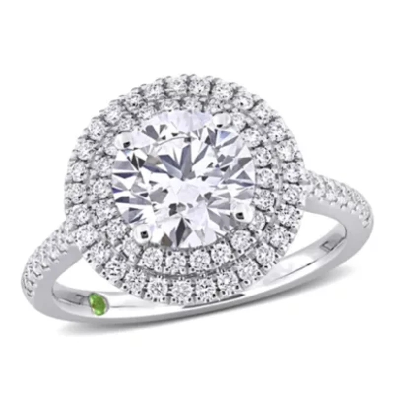 2.52 ct. t.w. Lab Grown Diamond and Tsavorite Engagement Ring 14K White Gold