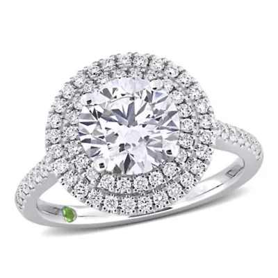 2.52 ct. t.w. Lab Grown Diamond and Tsavorite Engagement Ring 14K White Gold