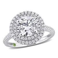 2.52 ct. t.w. Lab Grown Diamond and Tsavorite Engagement Ring 14K White Gold