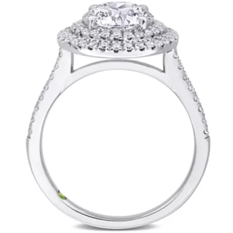 2.52 ct. t.w. Lab Grown Diamond and Tsavorite Engagement Ring 14K White Gold