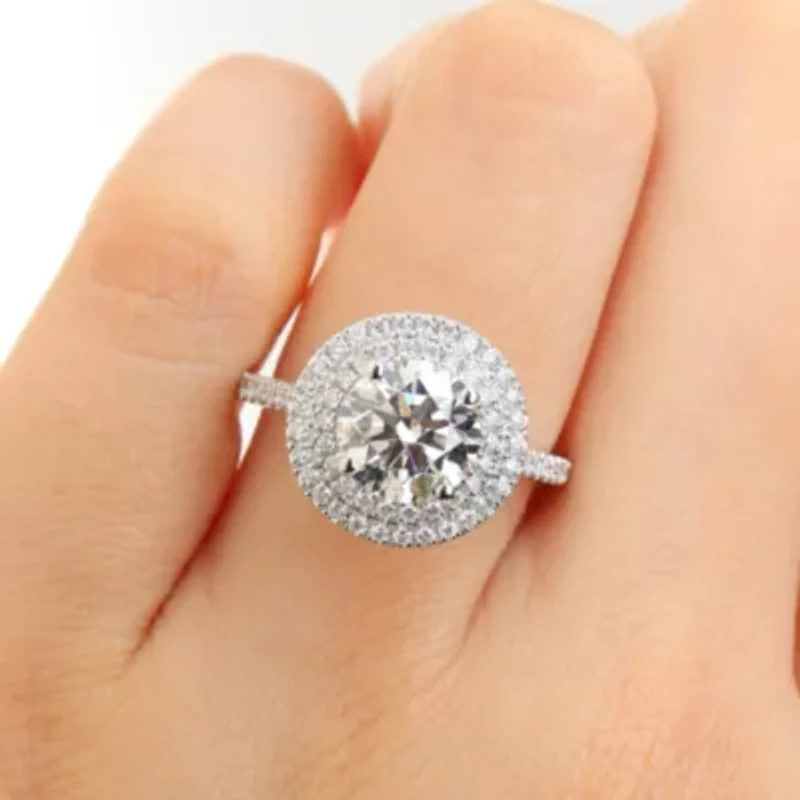 2.52 ct. t.w. Lab Grown Diamond and Tsavorite Engagement Ring 14K White Gold