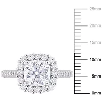 Lab Created Moissanite Halo Ring Sterling Silver