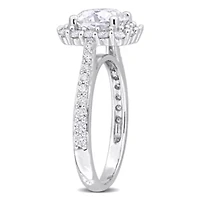 Lab Created Moissanite Halo Ring Sterling Silver
