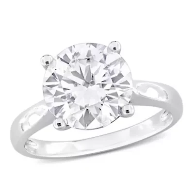 Lab Created Moissanite Solitaire Ring Sterling Silver