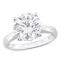 Lab Created Moissanite Solitaire Ring Sterling Silver