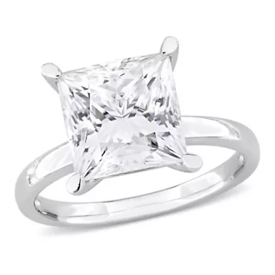 Lab Created Moissanite Solitaire Ring Sterling Silver