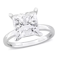 Lab Created Moissanite Solitaire Ring Sterling Silver