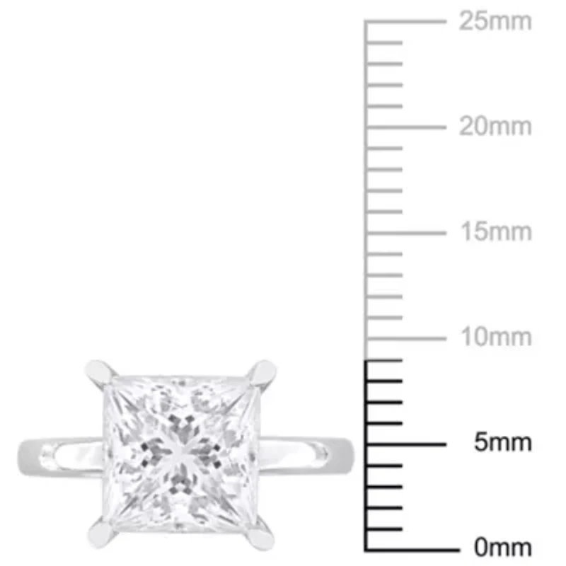 Lab Created Moissanite Solitaire Ring Sterling Silver