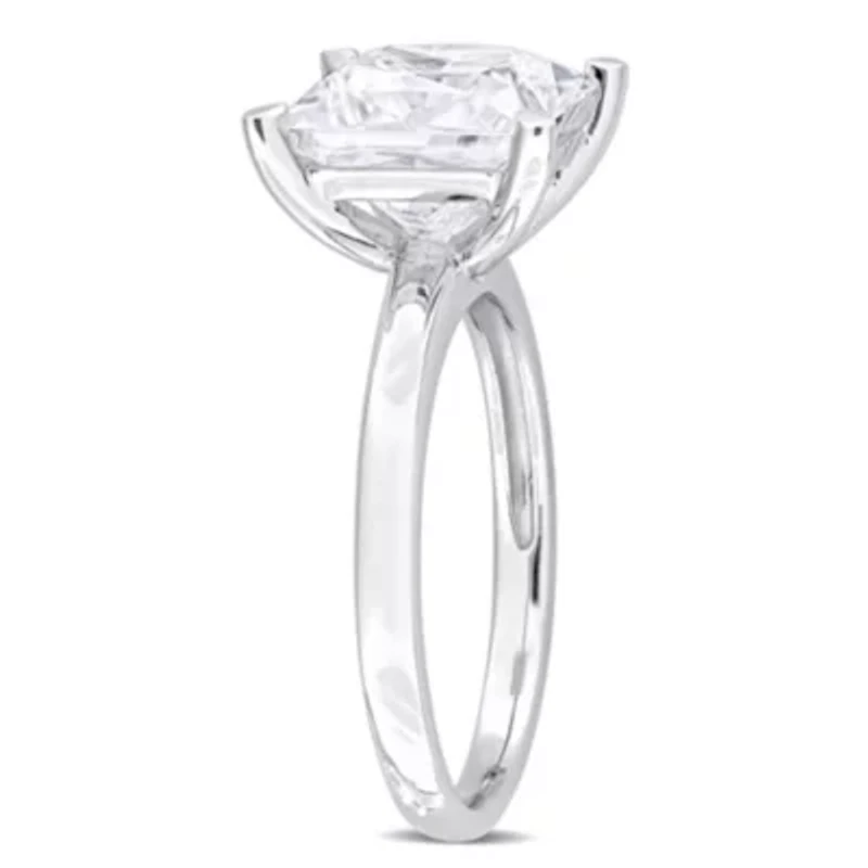 Lab Created Moissanite Solitaire Ring Sterling Silver