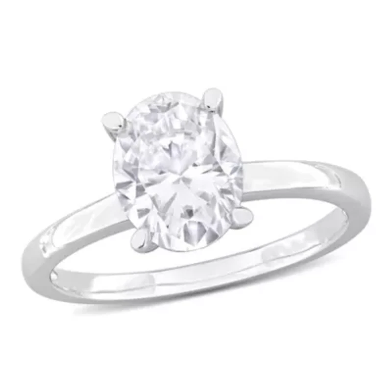Lab Created Moissanite Engagement Ring Sterling Silver