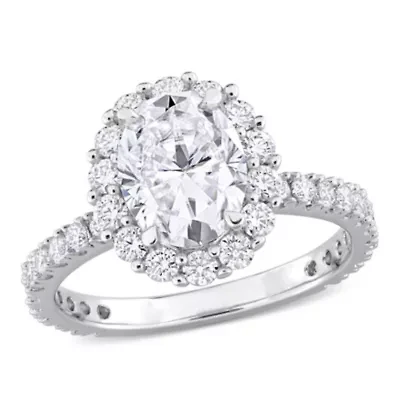 Lab Created Moissanite Halo Ring Sterling Silver
