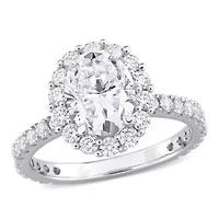 Lab Created Moissanite Halo Ring Sterling Silver