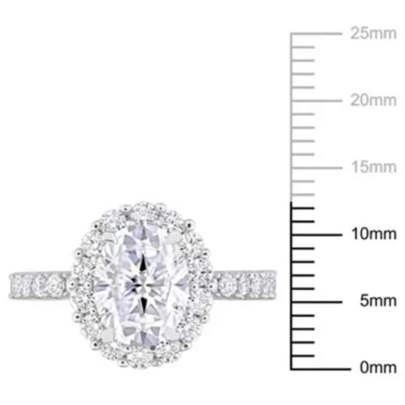 Lab Created Moissanite Halo Ring Sterling Silver