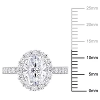 Lab Created Moissanite Halo Ring Sterling Silver