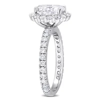 Lab Created Moissanite Halo Ring Sterling Silver
