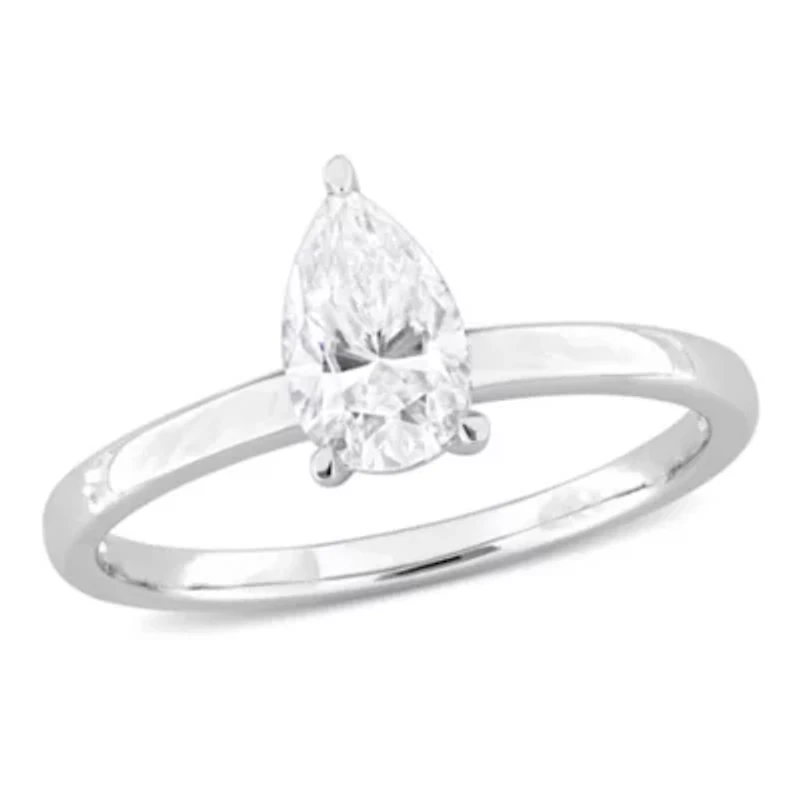 Lab Created Moissanite Solitaire Ring Sterling Silver