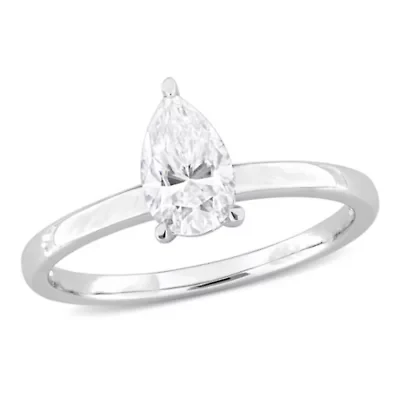 Lab Created Moissanite Solitaire Ring Sterling Silver