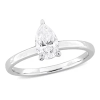Lab Created Moissanite Solitaire Ring Sterling Silver