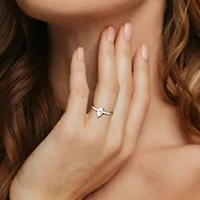 Lab Created Moissanite Solitaire Ring Sterling Silver
