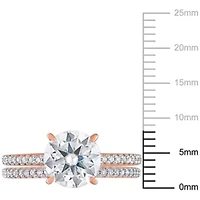 Lab Created Moissanite and 1/4 ct. t.w. Diamond Bridal Ring Set 14K Rose Gold