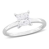 Lab Created Moissanite Solitaire Ring Sterling Silver