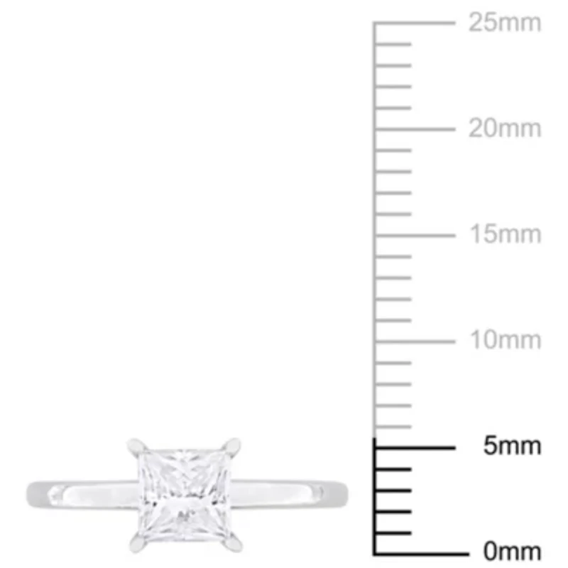 Lab Created Moissanite Solitaire Ring Sterling Silver