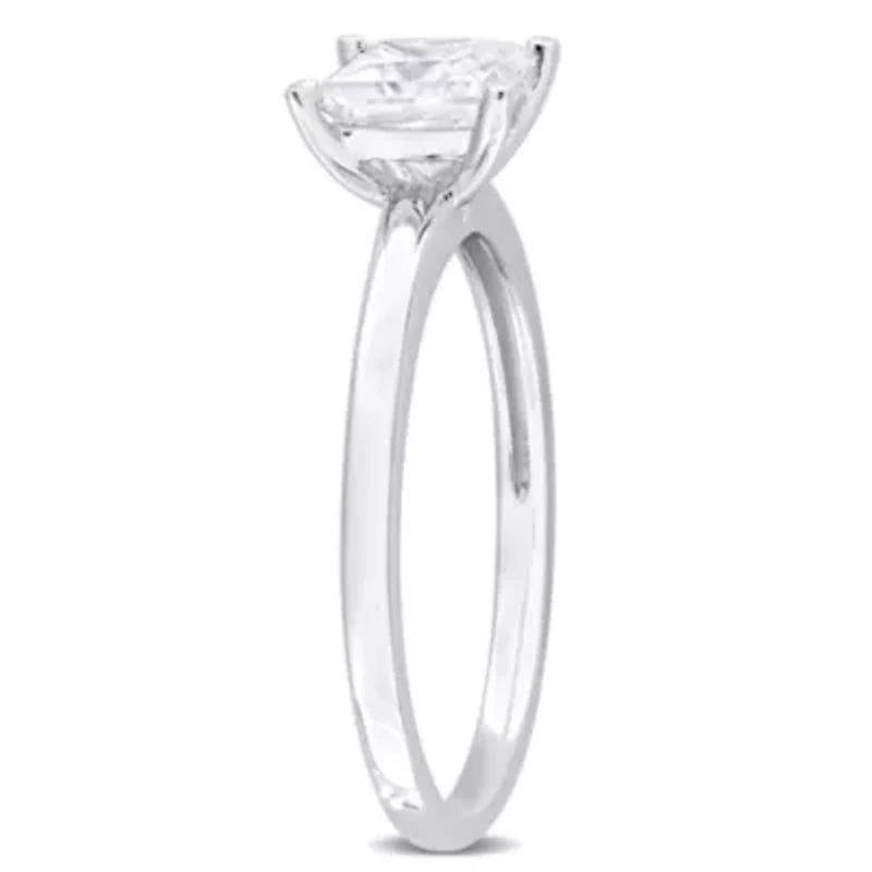 Lab Created Moissanite Solitaire Ring Sterling Silver