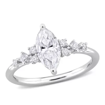 Lab Created Moissanite Engagement Ring Sterling Silver