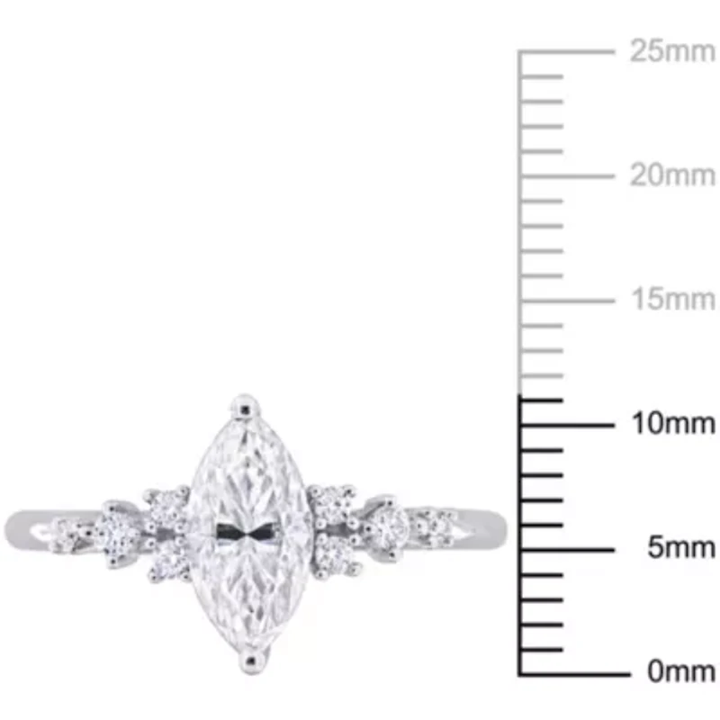 Lab Created Moissanite Engagement Ring Sterling Silver