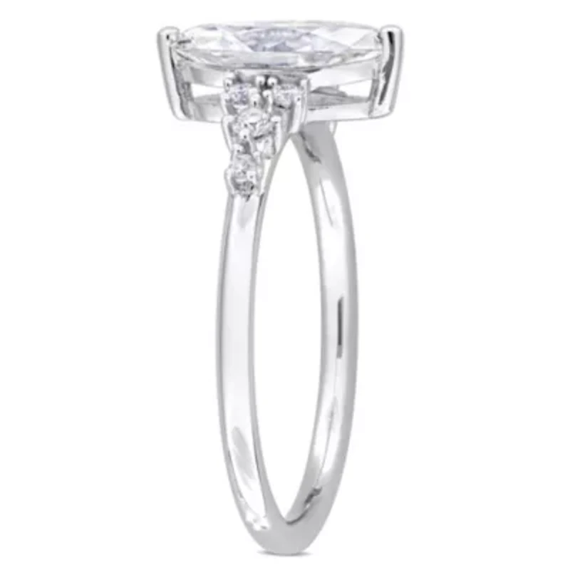Lab Created Moissanite Engagement Ring Sterling Silver