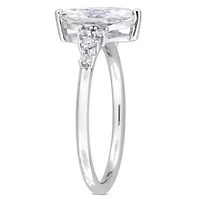 Lab Created Moissanite Engagement Ring Sterling Silver