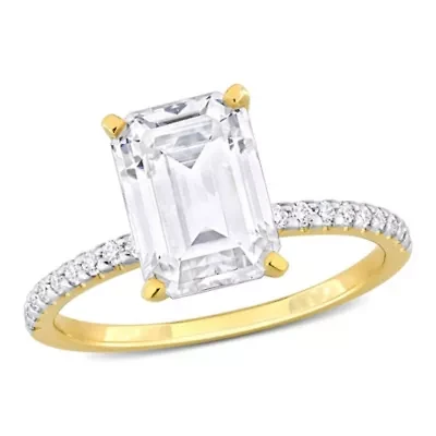 Lab Created Moissanite Engagement Ring 10K Yellow Gold