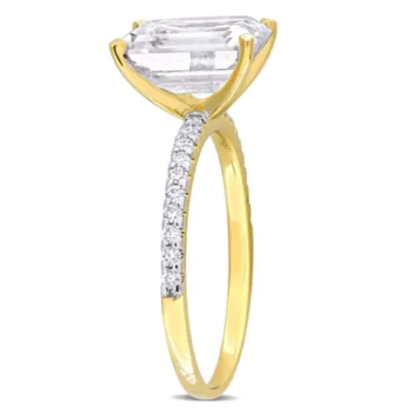 Lab Created Moissanite Engagement Ring 10K Yellow Gold
