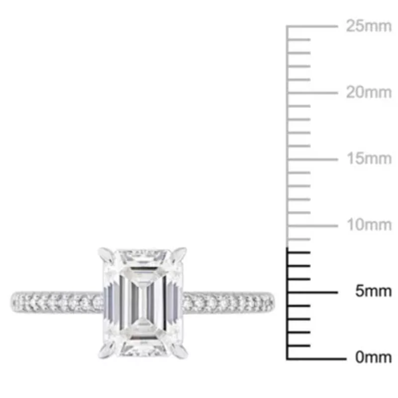 Lab Created Moissanite and 1/10 ct. t.w. Diamond Engagement Ring 14K White Gold
