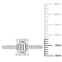 Lab Created Moissanite and 1/10 ct. t.w. Diamond Engagement Ring 14K White Gold