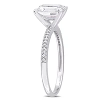 Lab Created Moissanite and 1/10 ct. t.w. Diamond Engagement Ring 14K White Gold