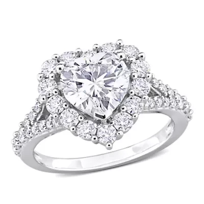 Lab Created Moissanite Halo Ring Sterling Silver
