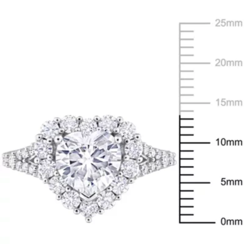 Lab Created Moissanite Halo Ring Sterling Silver