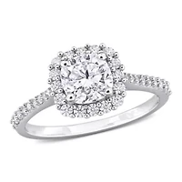 Lab Created Moissanite Halo Ring Sterling Silver